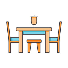 Dining room furniture table and chairs vector illustration for interior design and home decor ideas