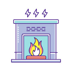 Electric fireplace with flame vector illustration for home heating and decoration, cozy indoor design is here