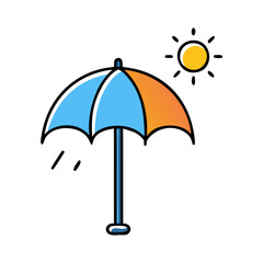 Obraz premium Umbrella sun protection vector illustration for summer weather forecast and rain protection icon design