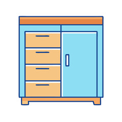 Find storage cabinet with drawers and door vector illustration for furniture and home organization ideas
