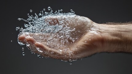 Fototapeta premium Close view of condensation forming on ice pack over wrist
