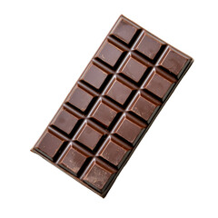 Fototapeta premium Delicious dark chocolate bar with a rich texture and smooth finish, isolated on a white background, perfect for desserts or a sweet treat.
