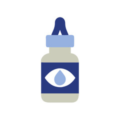 Fototapeta premium Eye drops bottle icon in flat style with drop symbol for medical use 