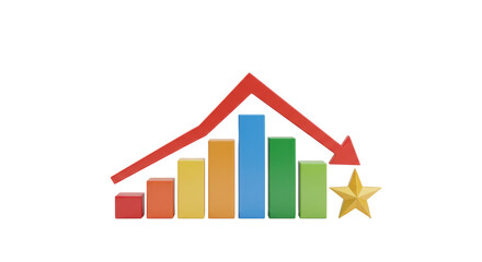 Isolated Financial Decline Graph with Star Symbol