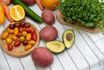 Fresh vegetables are on the table. Healthy Eating Concept