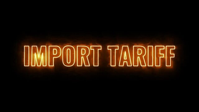 Import Tariff Burning Text Animation, Fiery Global Trade Visual, Glowing Heat Finance Effect Overlays