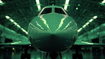 Concorde's Nose in a Hangar: A Green-Tinted Glimpse into Aviation History
