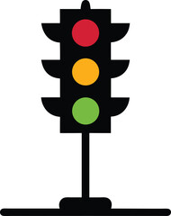 Traffic Control Light Silhouette Vector & Road Safety Icon