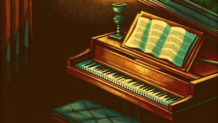 Grand Piano with Sheet Music