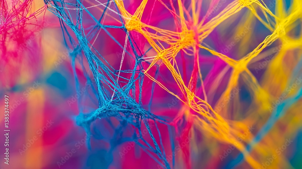Poster Colorful threads creating abstract network structure