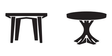Dining Table Silhouette Vector Set