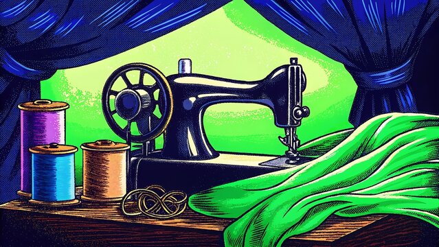 Vintage Sewing Machine Still Life