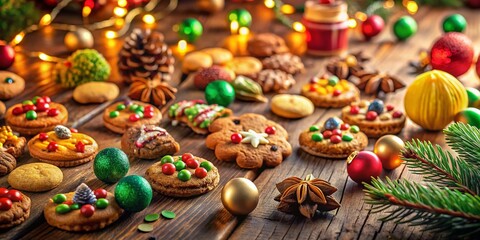 Festive Christmas Cookies, Nuts & Candies Tilt-Shift Photography