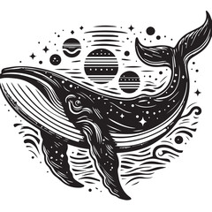 Fototapeta premium Whale black silhouette icon vector isolated on a white background whale silhouette