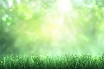 Obraz premium An abstract landscape of green grass and sunlight with bokeh effects