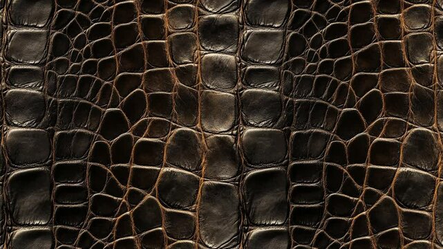 Seamless loop of textured brown reptile skin with glossy highlights.