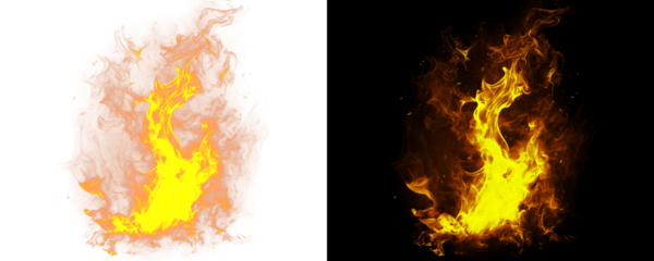 Blazing Fire Effect with Dramatic Flame Realism Isolated on A Transparent or White Background