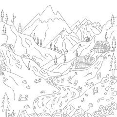 Obraz premium vector illustration of landscape