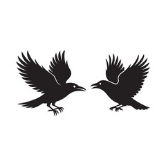 Obraz premium Vector illustration of two bird in flight with wings spread wide, showcasing freedom and wildlife in a silhouette design
