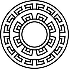 Ancient greek meander pattern mandala line art vector illustration