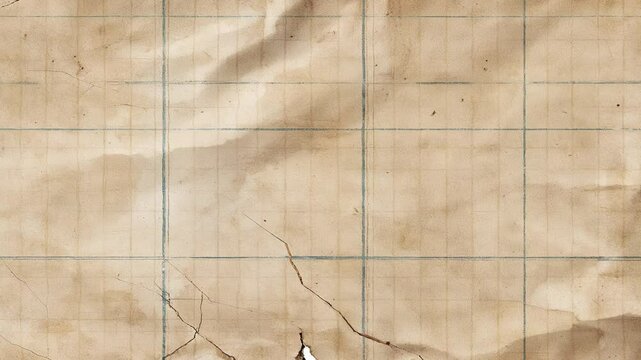 Checkered sheet page of paper exercise book notebook old retro vintage aged effect grunge shabby rough scratched dirty worn distressed pattern texture sepia brown beige color background