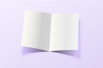 Open Blank Brochure Mockup on White Paper with Soft Shadows – Realistic Booklet or Magazine Template