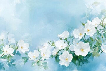Fototapeta premium A beautiful floral painting depicting delicate white flowers in bloom