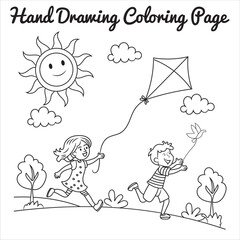 A hand-drawn illustration of a child riding a bicycle through a grassy field with colorful flowers, under a bright sunny sky.