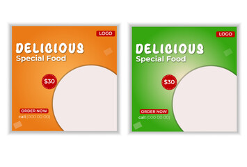 Food social media banner design template. Burger social media post vector illustration. Square size.