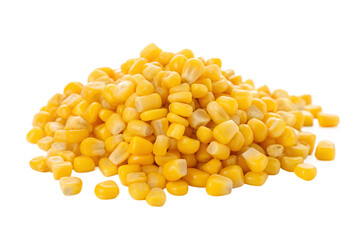 A pile of yellow corn kernels isolated on transparent background