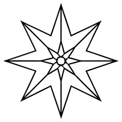Obraz premium Eight pointed star mandala line art vector illustration