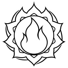 Fire and flame ring mandala line art vector illustration