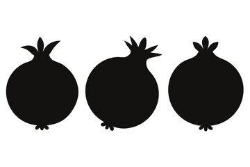 Pomegranate silhouette, pomegranate fruit silhouette vector, pomegranate icon clip art