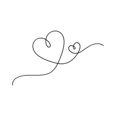  Minimalist heart shape formed by a single continuous line – romantic vector design element for wedding, love, Valentine’s Day, or decorative borders and dividers