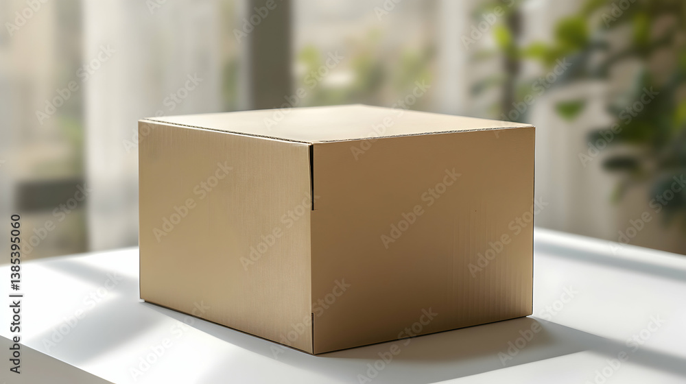 Poster minimalist cardboard box mockup with matte finish for product display