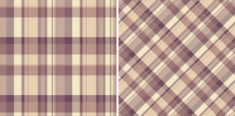 Tartan texture fabric of pattern seamless textile with a background vector check plaid. Set in coffee colors for modern rug designs and other home decor.