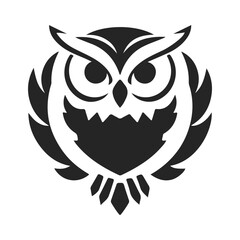 Stylized owl logo with sharp lines and focused eyes. Owl logo, owl emblem, owl design, owl vector