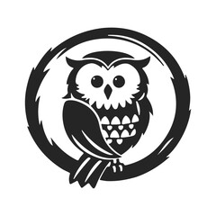 Owl logo with bold lines and serious look. Perfect for branding. Tribal owl, owl vector, owl icon