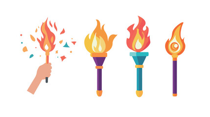 Dynamic and captivating vector graphic design featuring a fire juggler with torches, performing a skillful and daring display of fire juggling. The illustration showcases the intense movement, 