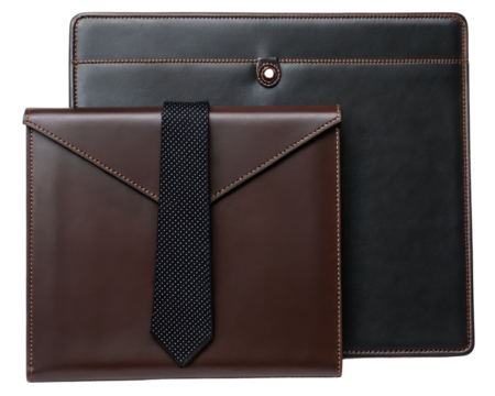Leather folders showcasing professional style on a transparent background