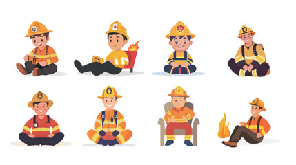 Fototapeta premium Strong and heroic vector graphic design featuring the silhouette of a firefighter man in action, representing courage, determination, and bravery. 