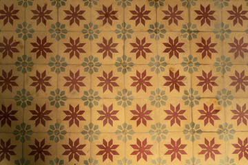 Vintage tile floor, Geometric pattern ceramic mosaic background