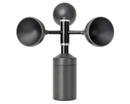 Professional anemometer for accurate wind measurement on a transparent background