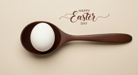 Easter egg spoon happy easter day celebration