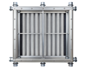 Industrial air filter for efficient air purification on a transparent background