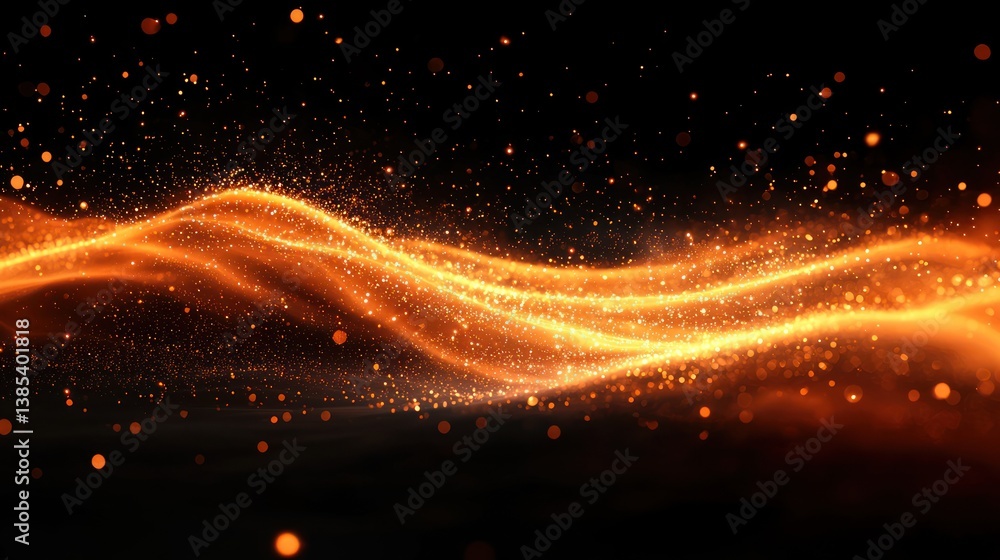 Poster abstract fiery waves on black background. possible use background image for digital media