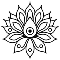 Peacock feather mandala line art vector illustration 