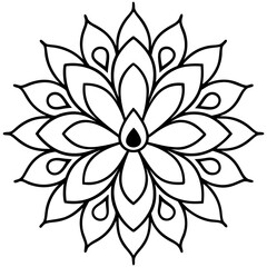 Peacock feather mandala line art vector illustration 