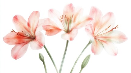 Fototapeta premium Delicate Pink Lilies, Isolated, Soft Focus