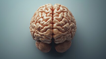 Human brain, superior view, medical study, grey background, neurology